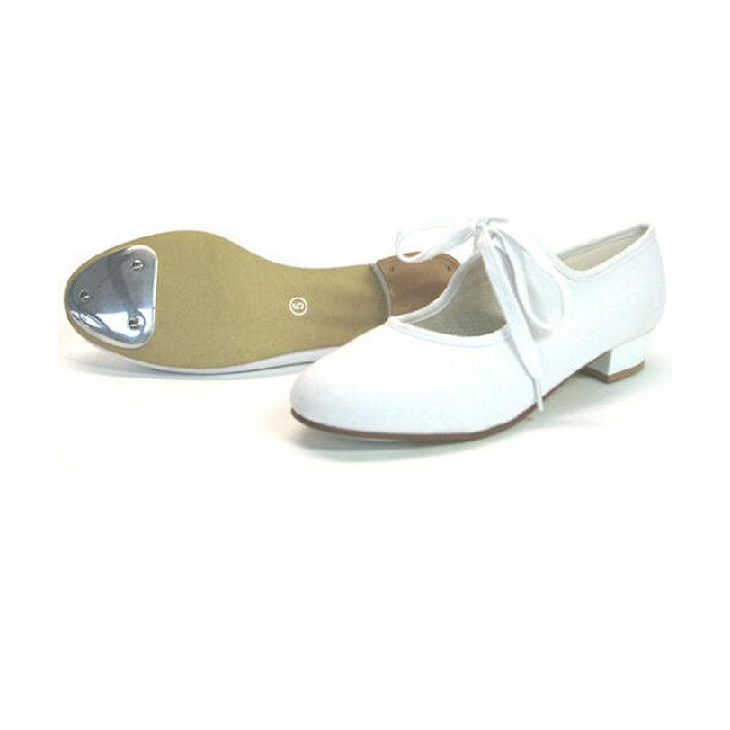 Tap Shoes Low Heel White Canvas with Toe Taps, , , tap-shoes-low-heel-white-canvas-with-toe-taps-dance, tap, tap dance, tap shoes, Nova Dance